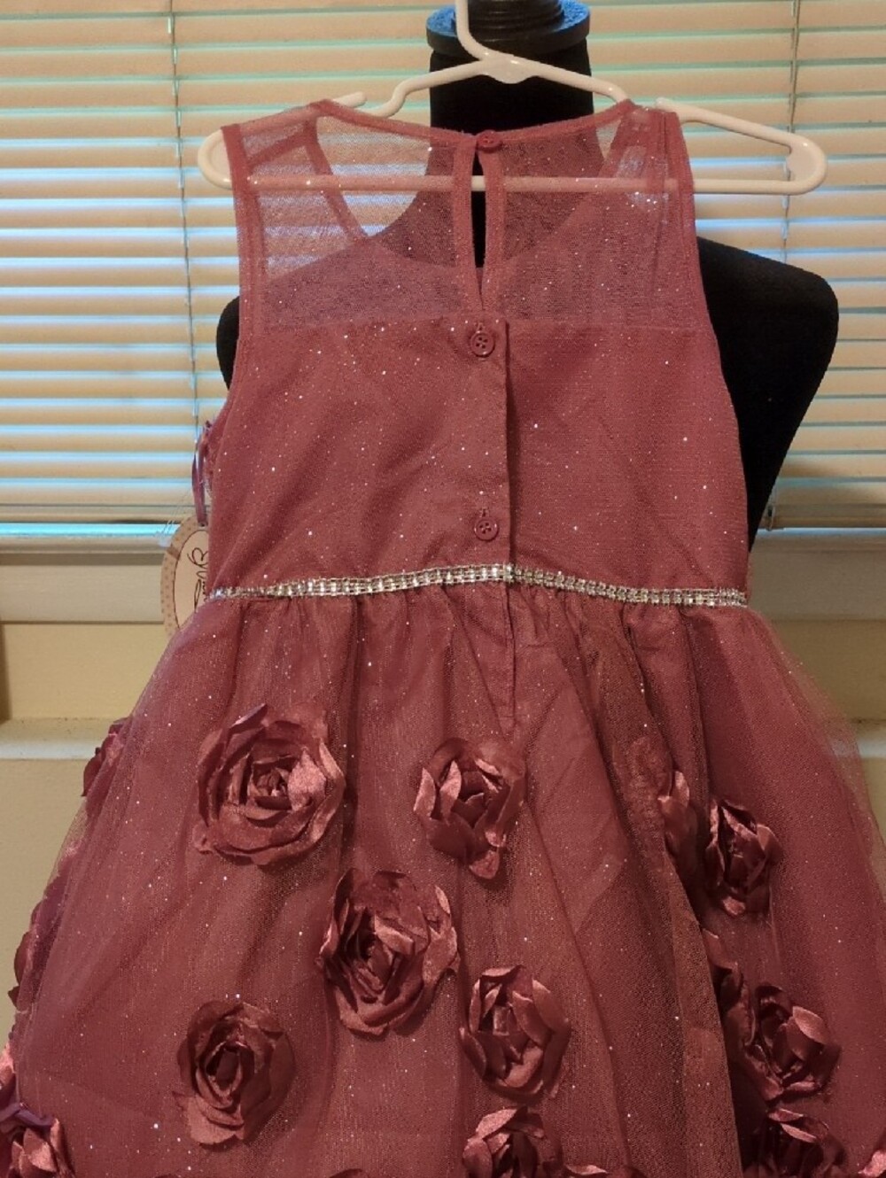 Sparkle Mauve Embellished Girls' Dress - Dusty Rose - Picture 4 of 7